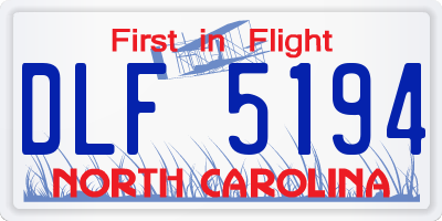 NC license plate DLF5194
