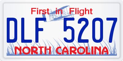 NC license plate DLF5207