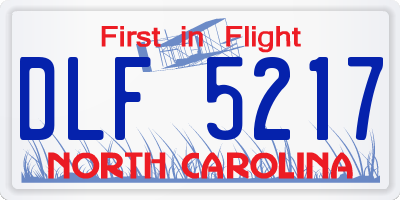 NC license plate DLF5217