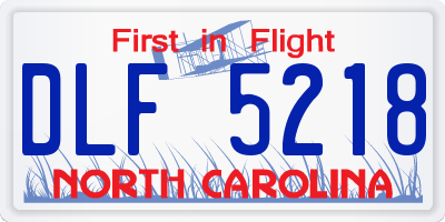 NC license plate DLF5218