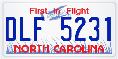 NC license plate DLF5231