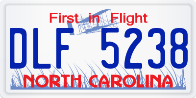 NC license plate DLF5238
