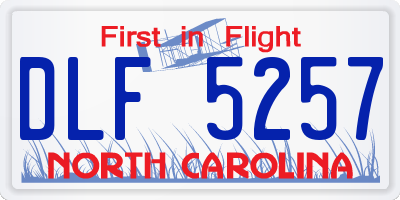 NC license plate DLF5257