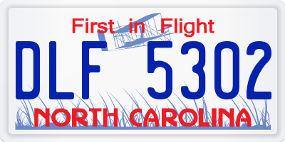NC license plate DLF5302