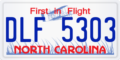 NC license plate DLF5303