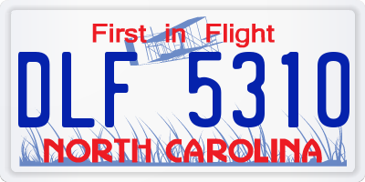 NC license plate DLF5310