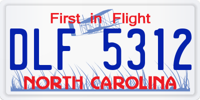 NC license plate DLF5312
