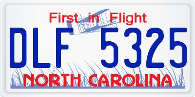 NC license plate DLF5325