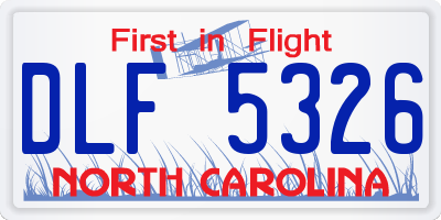 NC license plate DLF5326