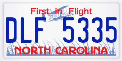 NC license plate DLF5335