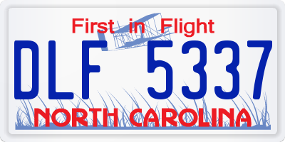NC license plate DLF5337