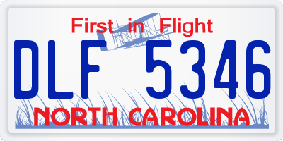 NC license plate DLF5346