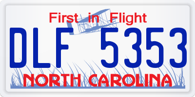 NC license plate DLF5353