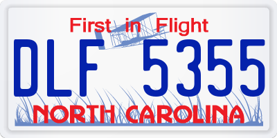 NC license plate DLF5355