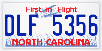 NC license plate DLF5356