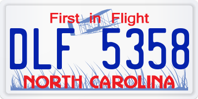 NC license plate DLF5358