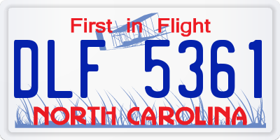 NC license plate DLF5361