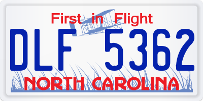 NC license plate DLF5362