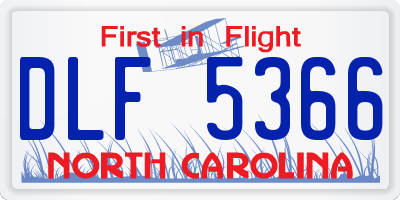 NC license plate DLF5366