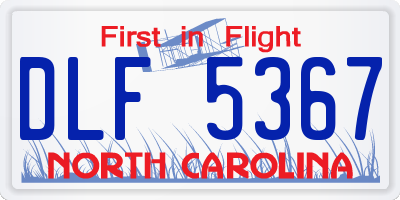 NC license plate DLF5367