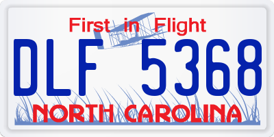 NC license plate DLF5368