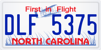 NC license plate DLF5375