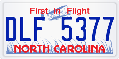 NC license plate DLF5377