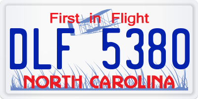 NC license plate DLF5380