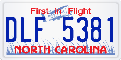 NC license plate DLF5381