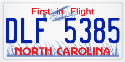 NC license plate DLF5385