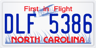 NC license plate DLF5386
