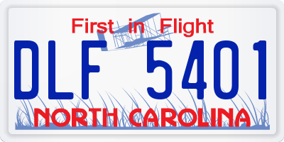 NC license plate DLF5401