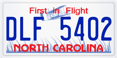 NC license plate DLF5402