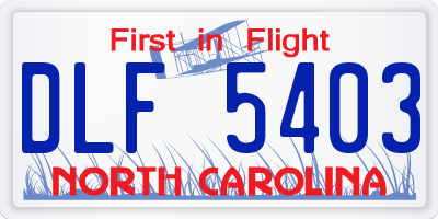 NC license plate DLF5403