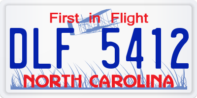 NC license plate DLF5412