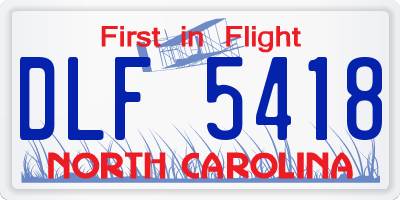 NC license plate DLF5418
