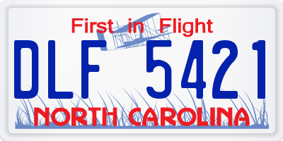 NC license plate DLF5421