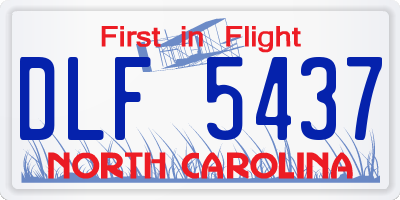 NC license plate DLF5437