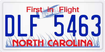 NC license plate DLF5463