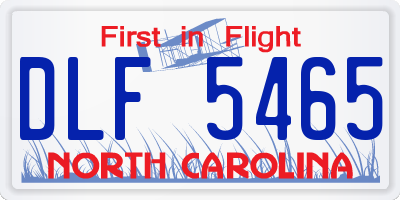NC license plate DLF5465