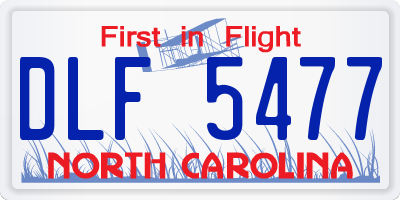 NC license plate DLF5477