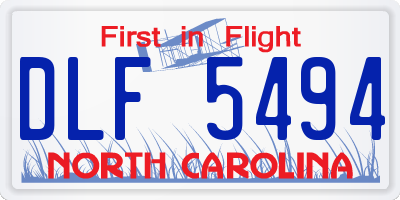 NC license plate DLF5494