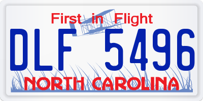 NC license plate DLF5496