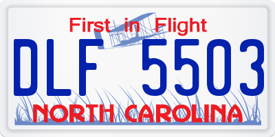NC license plate DLF5503