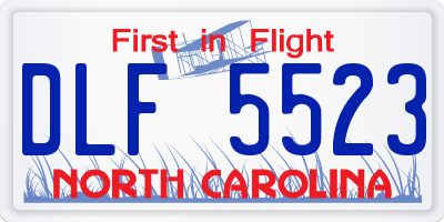 NC license plate DLF5523
