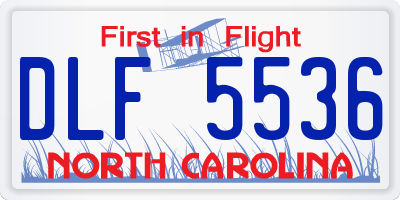 NC license plate DLF5536