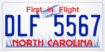 NC license plate DLF5567