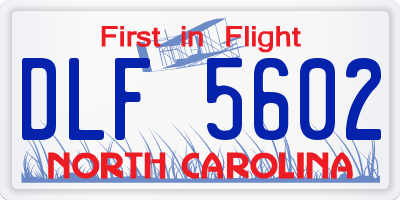 NC license plate DLF5602