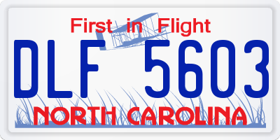 NC license plate DLF5603