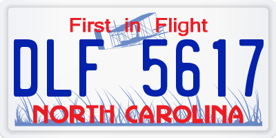 NC license plate DLF5617